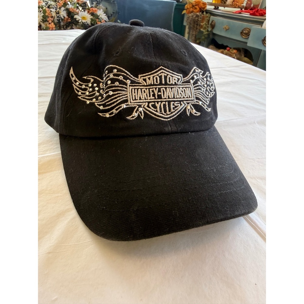Harley-Davidson Baseball Cap Women OS Black Good Rhinestone Winged 99523-08VW